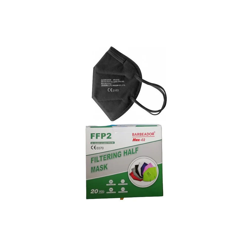 Barbeador Max-02 Filtering Half Mask FFP2 Mask Black 20 pieces
