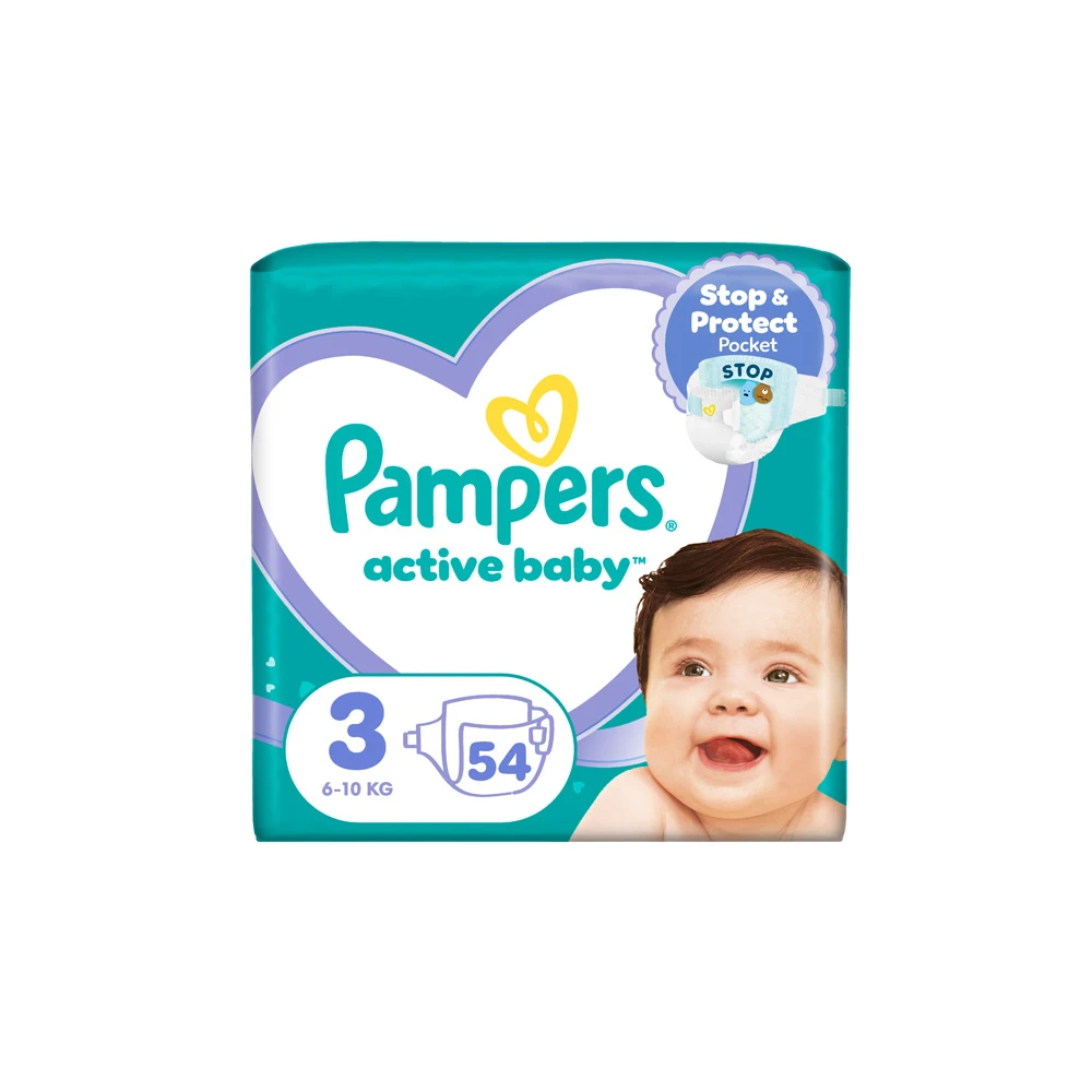 Pampers Active Baby Diapers Size 3 (6-10kg) 54 Diapers