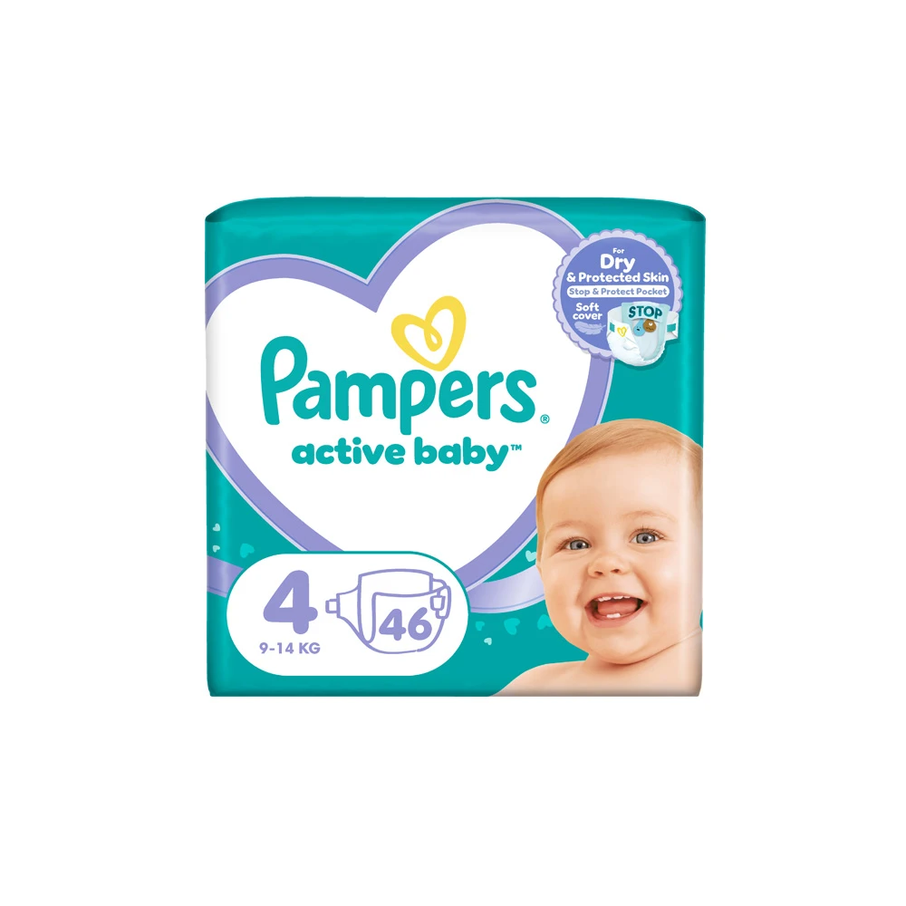 Pampers Active Baby Diapers Size 4 (9-14kg) 46 Diapers