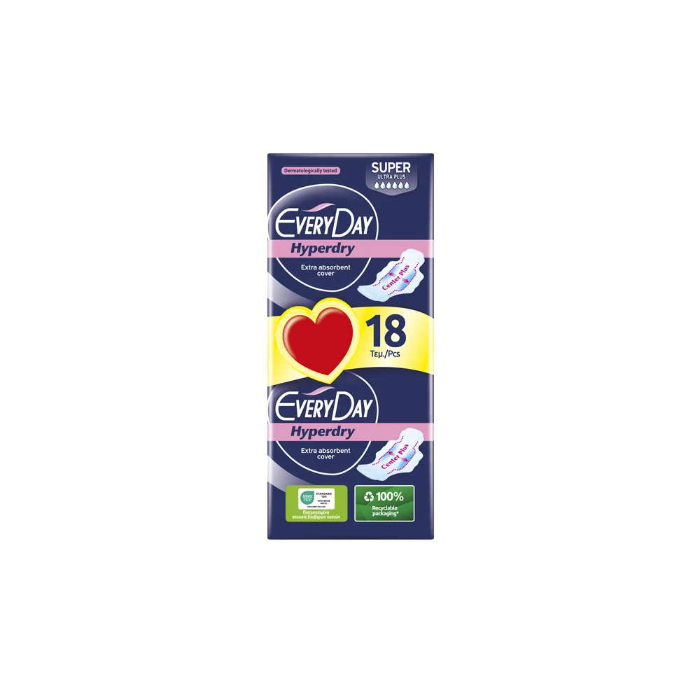 ΜΕΓΑ Every Day Hyperdry Super Ultra Plus Σερβιέτες 18 τεμάχια