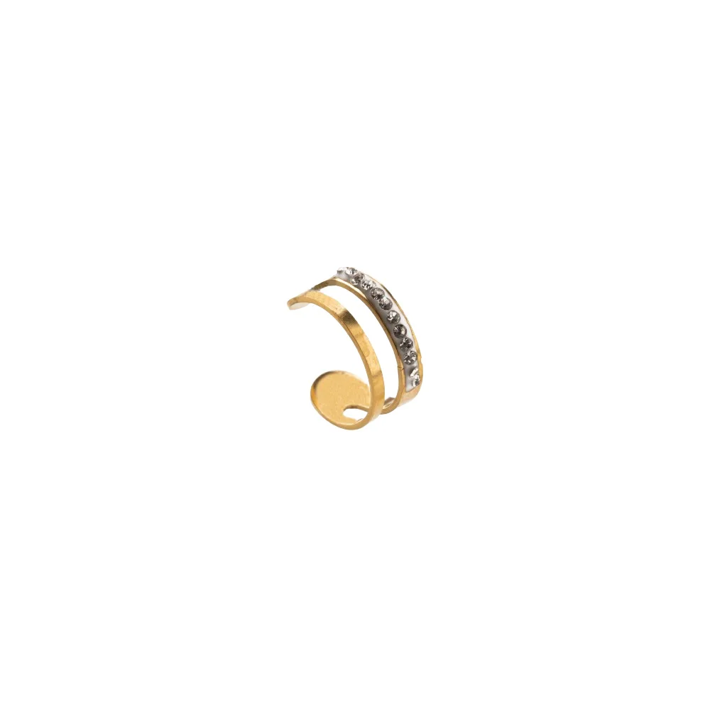 InoPlus Borghetti Ear Cuff Oro Double Earrings With Rhinestones 1 pair