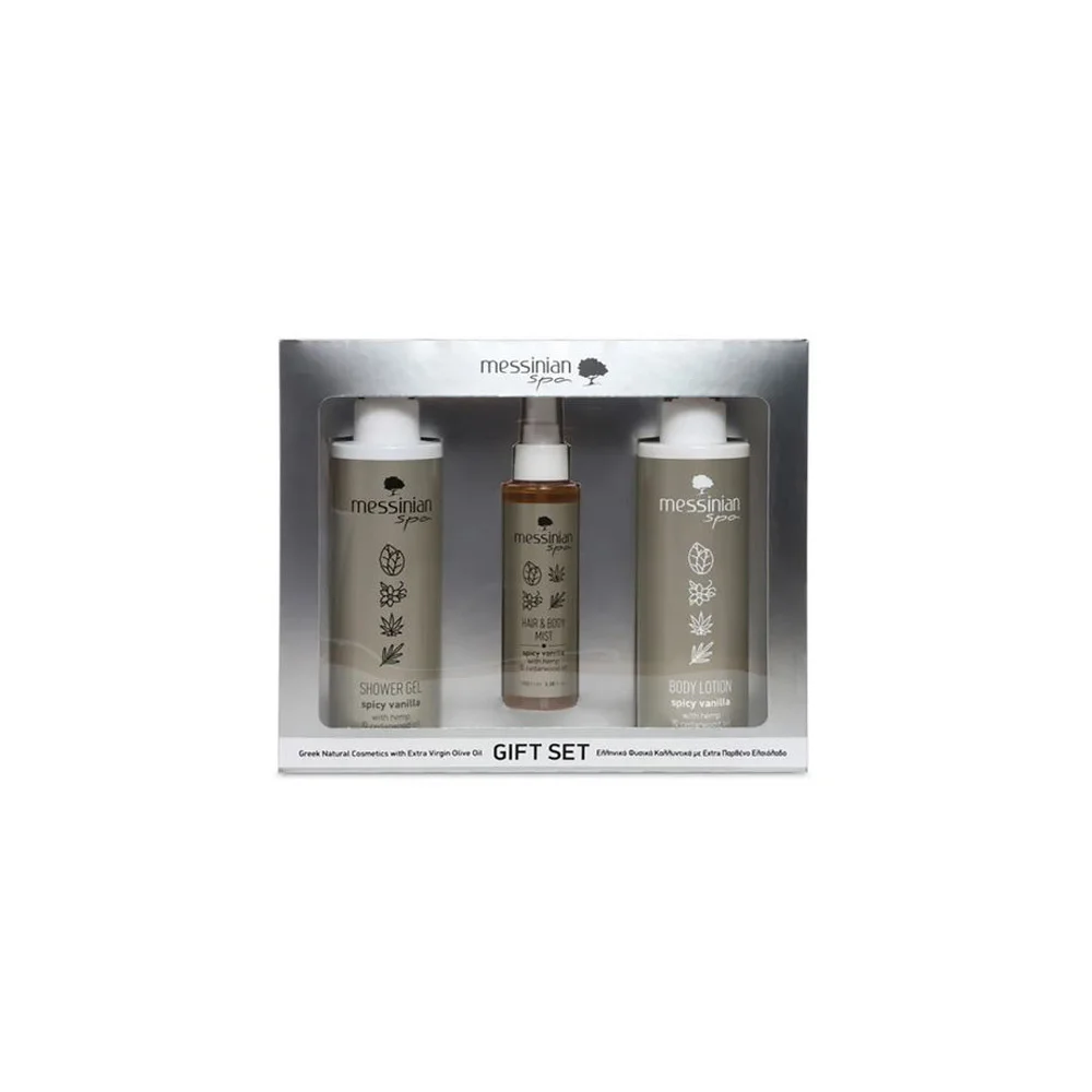 Messinian Spa Promo Spicy Vanilla Shower Gel 300ml + Body Lotion 300ml + Hair and Body Mist 100ml