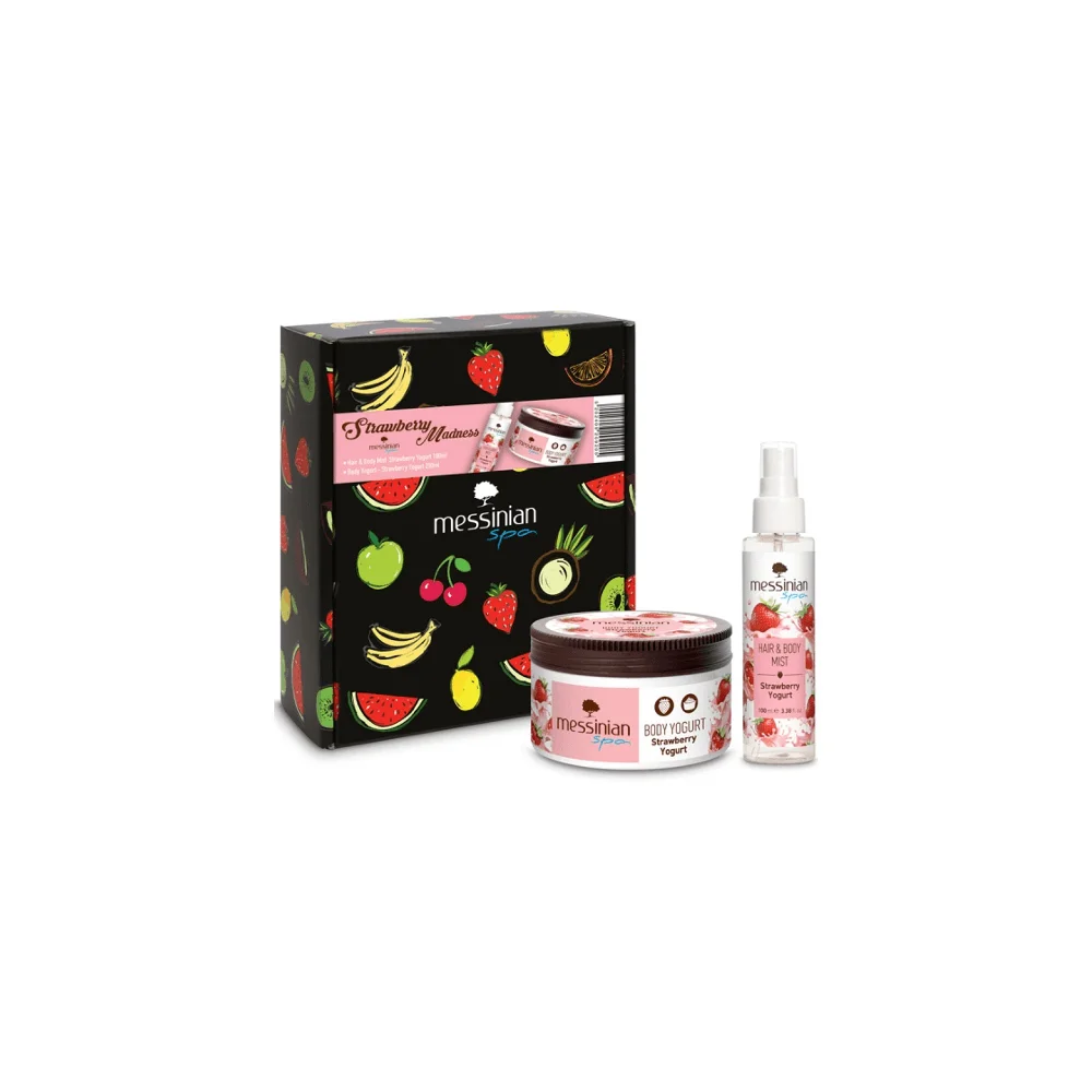 Messinian Spa Promo Beauty Box Strawberry Madness Hair & Body Mist 100ml & Body Yogurt 250ml