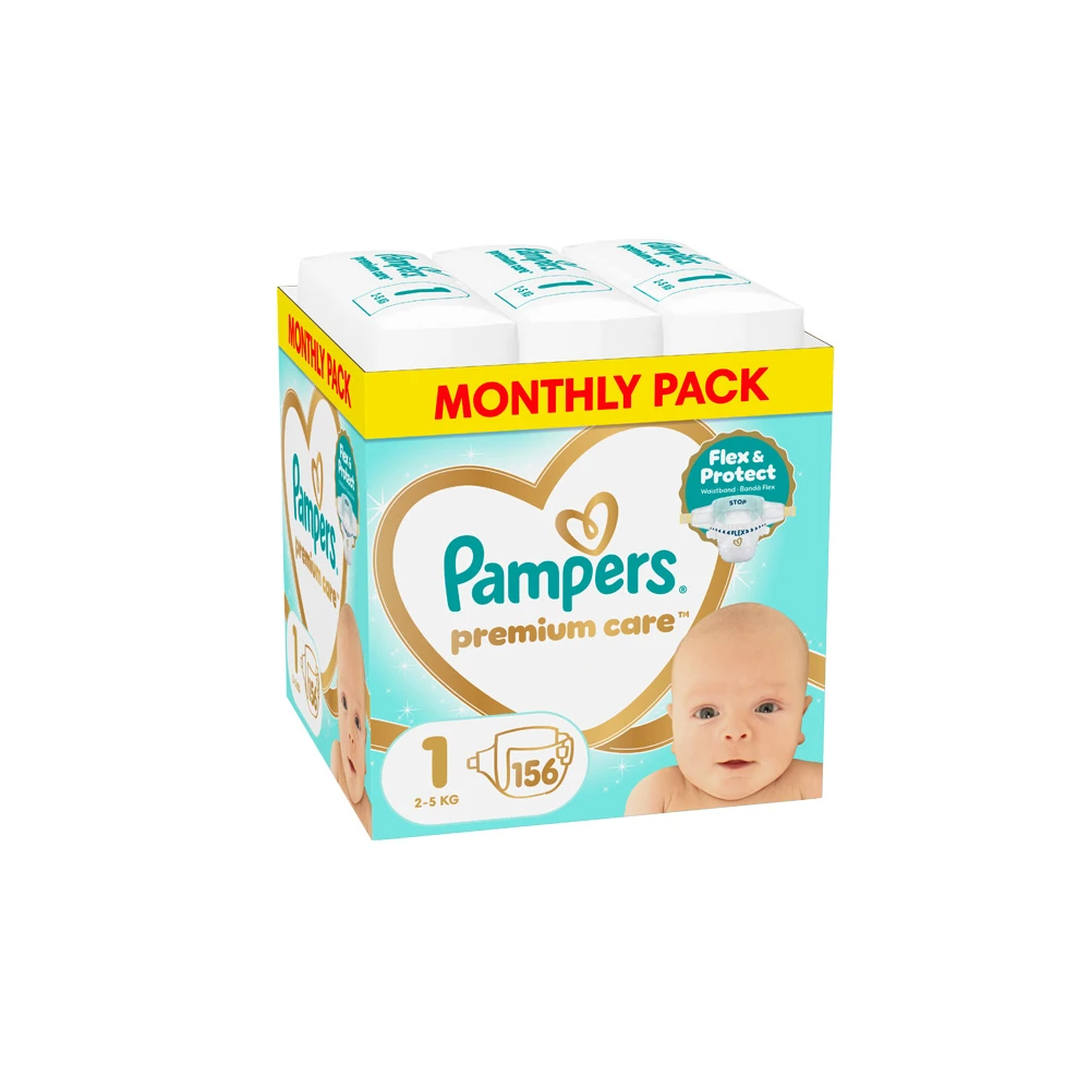 Pampers Premium Care Size 1 (2-5kg) 156 nappies