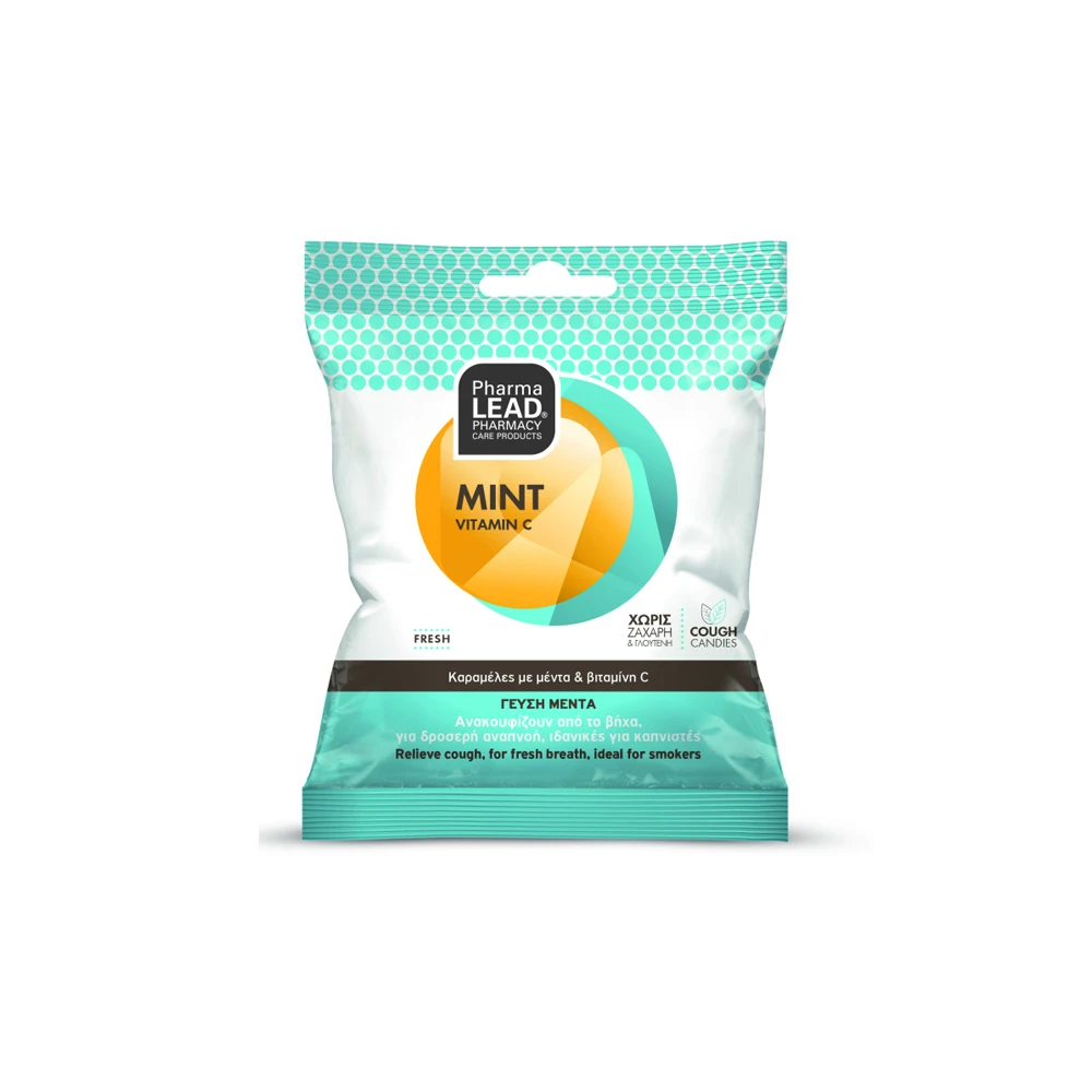 Pharmalead Mint & Vitaminin C Cough Candies Mint Flavor Καραμέλες Με Μέντα & Βιταμίνη C Γεύση Μέντα 40gr