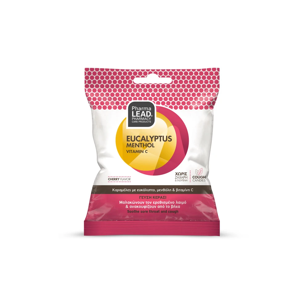 Pharmalead Eucalyptus Menthol & Vitamin C Cough Candies Cherry Flavor 40gr