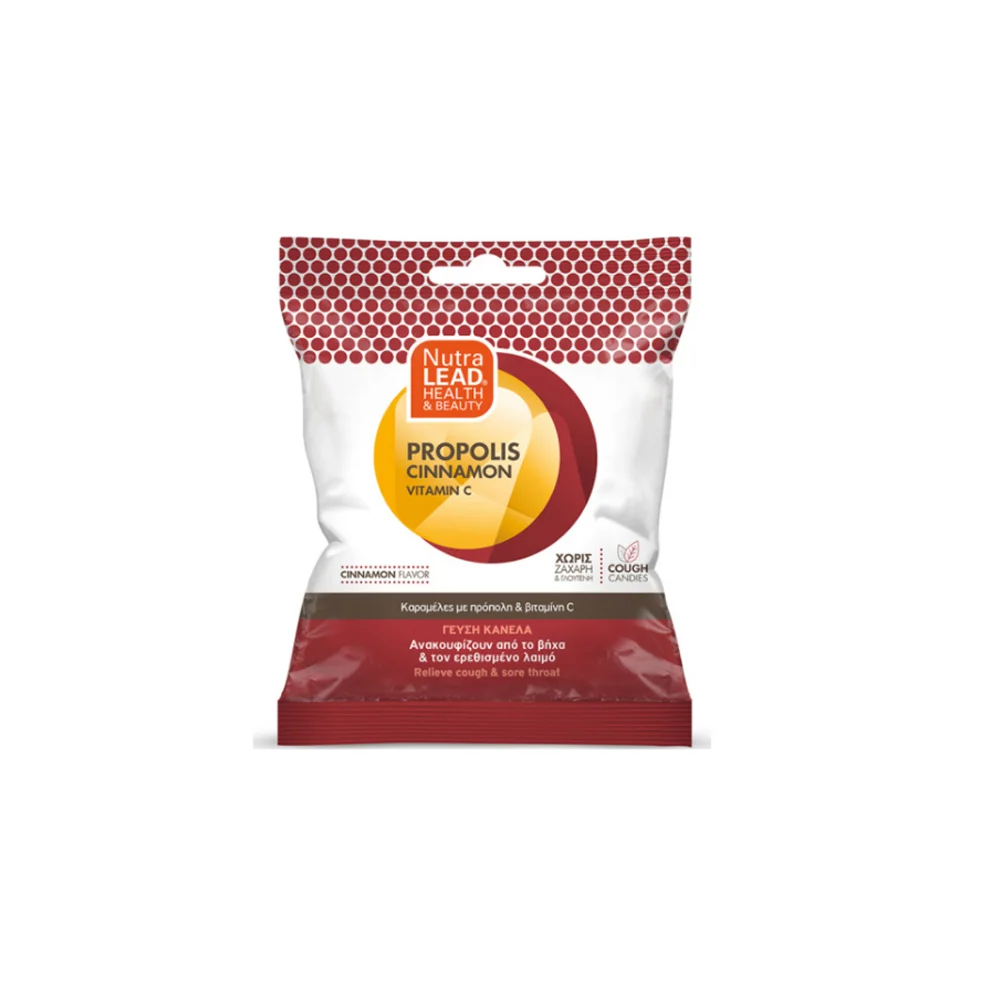 Pharmalead Vitorgan Nutralead Candies With Propolis & Vitamin C For Relief Of Irritated Throat & Cough Cinnamon Flavor 40gr