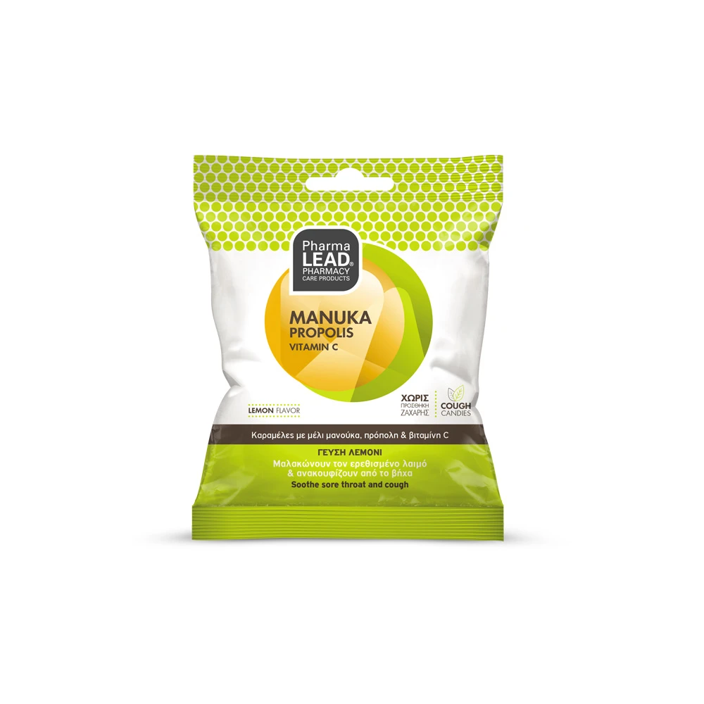 Pharmalead Manuka Honey Propolis & Vitamin C Cough Candies Lemon Flavor 40gr