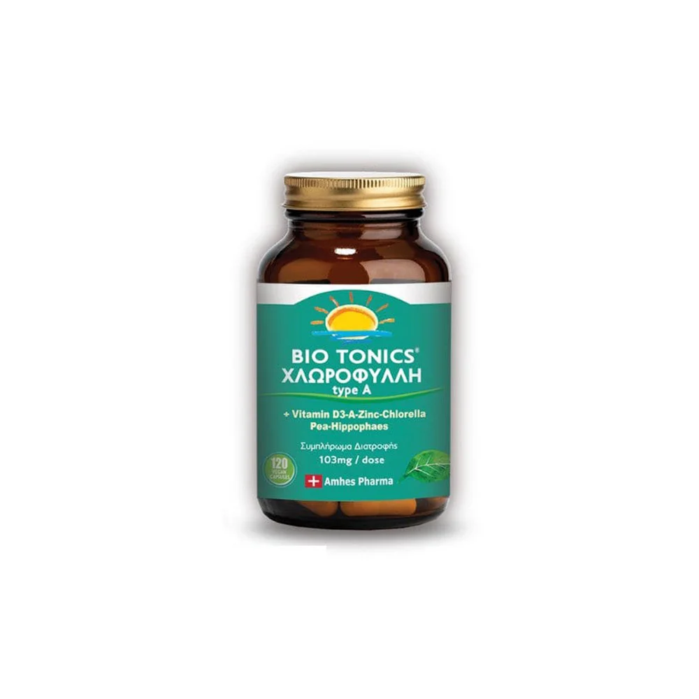 Bio Tonics Χλωροφύλλη Συμπλήρωμα Διατροφής Για Τόνωση Του Ανοσοποιητικού 120 φυτικές κάψουλες