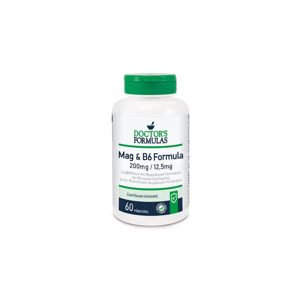 Doctor's Formulas Mag 200mg & B6 12.5mg Συμπλήρωμα Διατροφής Για Τη Φυσιολογική Λειτουργία Του Νευρικού Συστήματος 60 κάψουλες