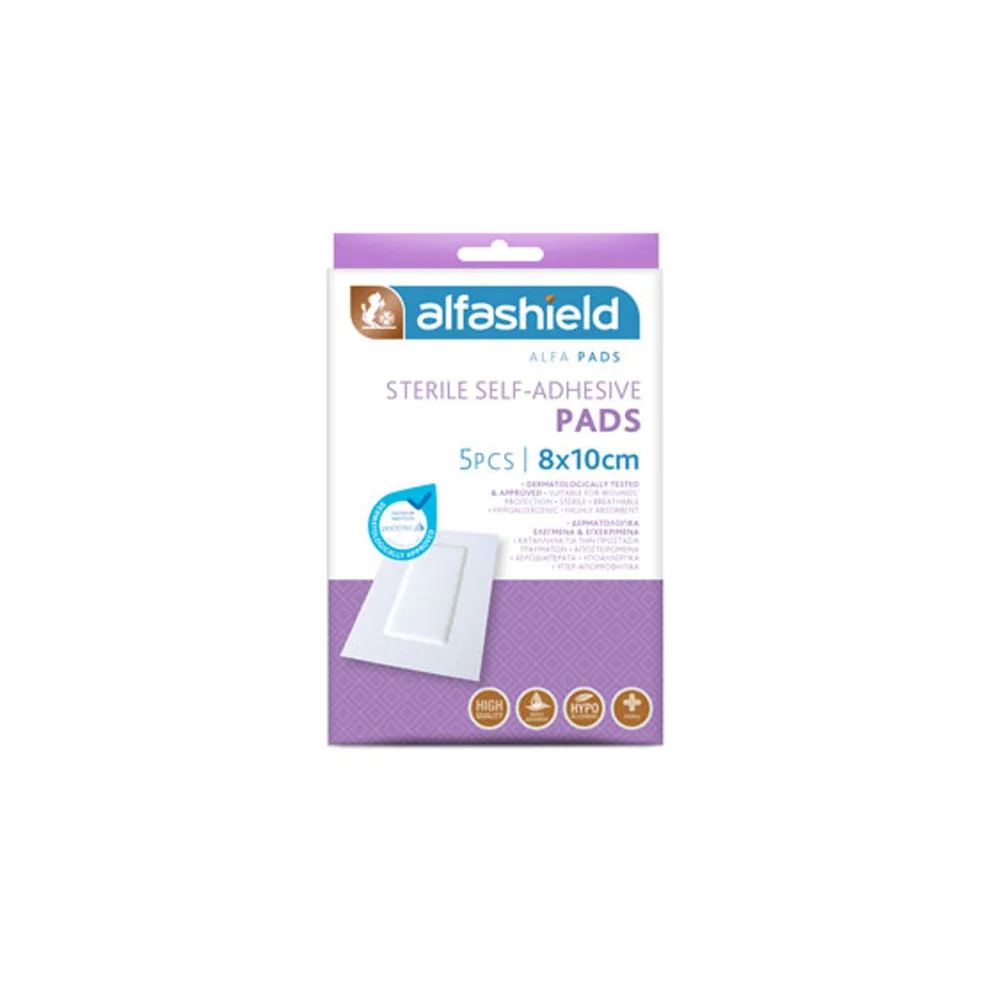Alfashield Alfa Pad Αποστειρωμένα Αυτοκόλλητα Επιθέματα (8x10cm) 5 τεμάχια