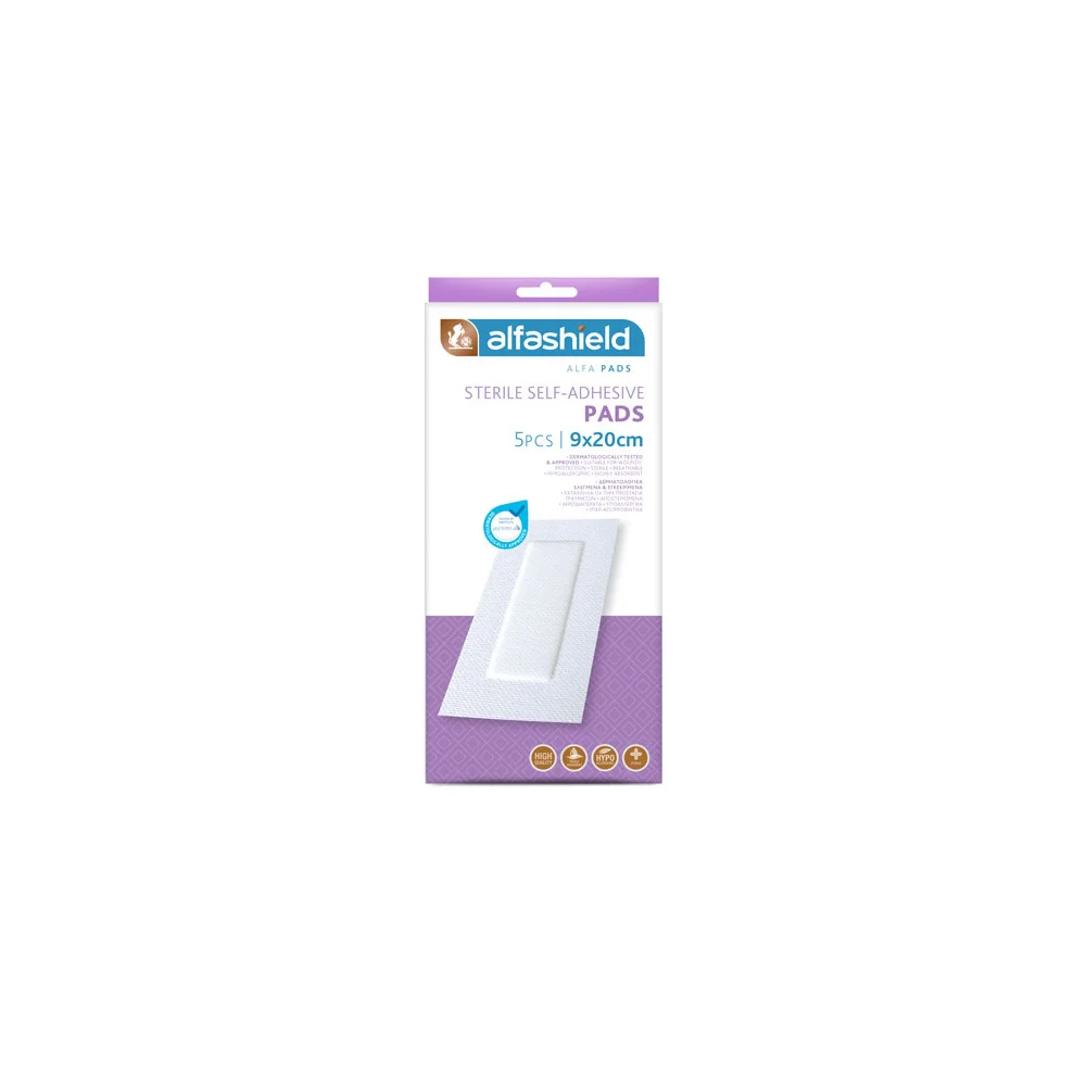Alfashield Alfa Pad Αποστειρωμένα Αυτοκόλλητα Επιθέματα (9x20cm) 5 τεμάχια
