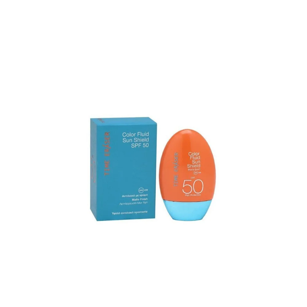 Medisei Time Eraser Color Fluid Sun Shield SPF50 Λεπτόρρευστο Αντηλιακό Γαλάκτωμα Προσώπου Υψηλής Προστασίας Με Χρώμα & Ματ Αποτέλεσμα 50ml