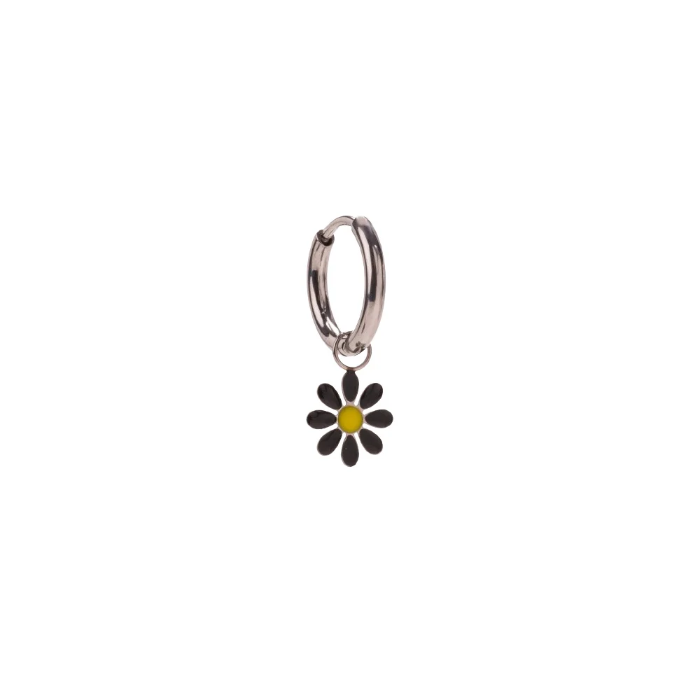 InoPlus Borghetti Hoop Earrings Acciaio Margherita Black 1 pair