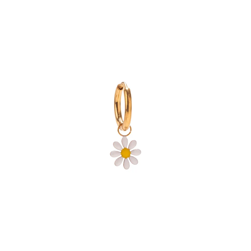 InoPlus Borghetti Hoop Earrings Oro Margherita Gold White 1 pair