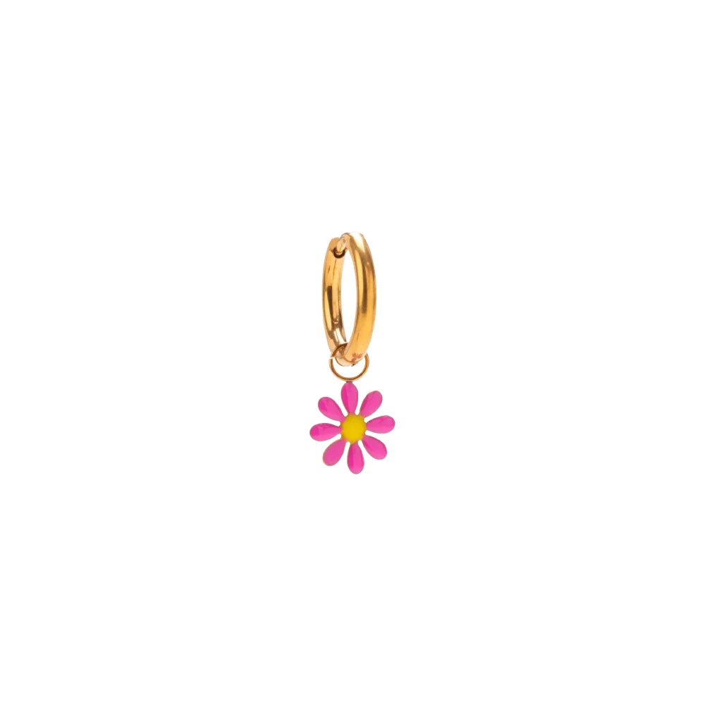 InoPlus Borghetti Hoop Earrings Oro Margherita Gold Fuchsia 1 pair