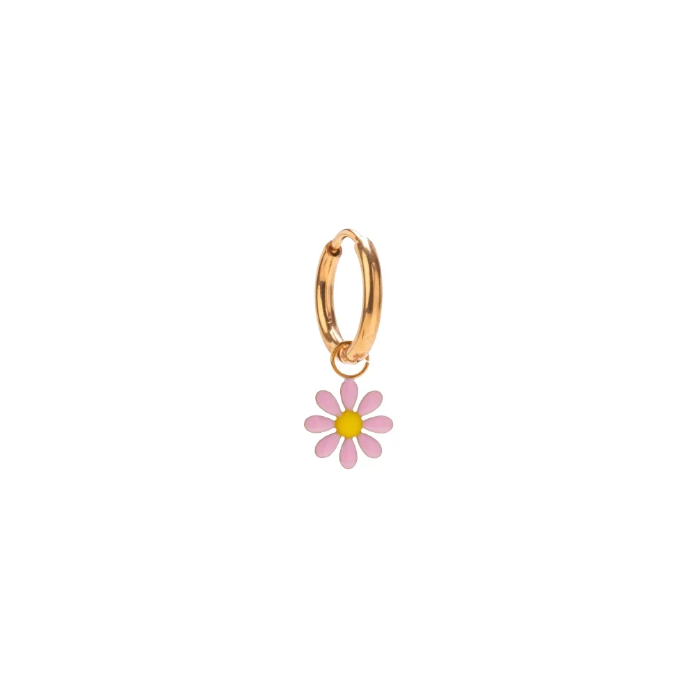 InoPlus Borghetti Earrings Hoop Oro Margherita Gold Pink 1 pair