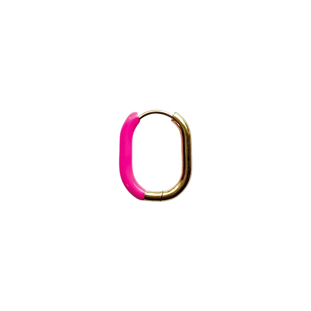 InoPlus Borghetti Earrings Squared Gold Fuchsia 1 pair
