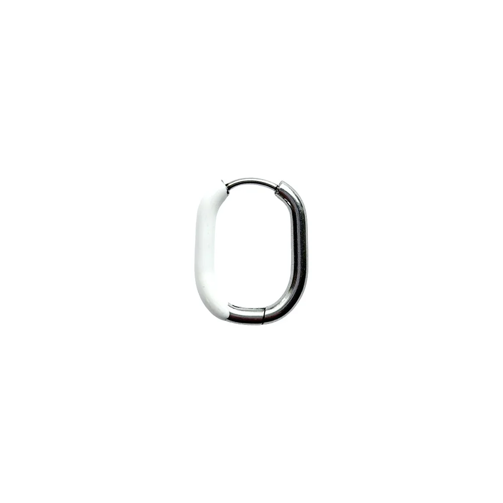InoPlus Borghetti Squared Steel Earrings White 1 pair