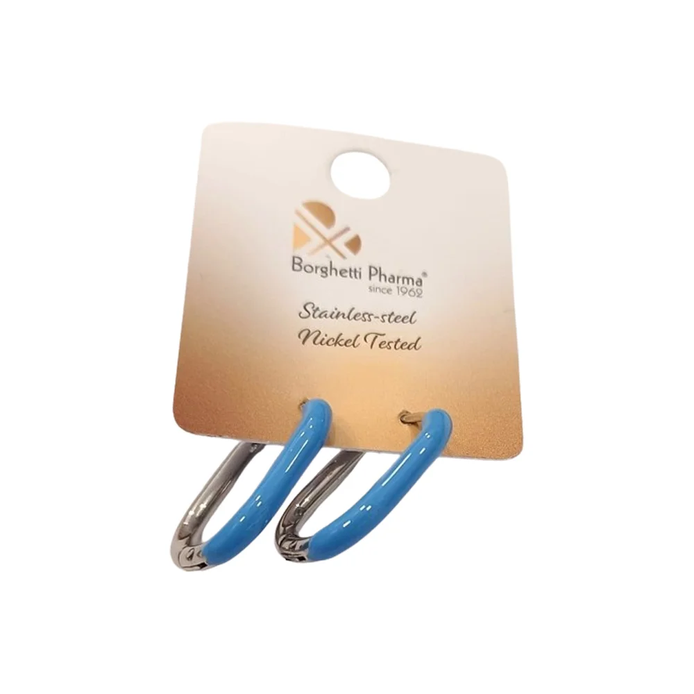 InoPlus Borghetti Earrings Squared Steel Sky Blue 1 pair