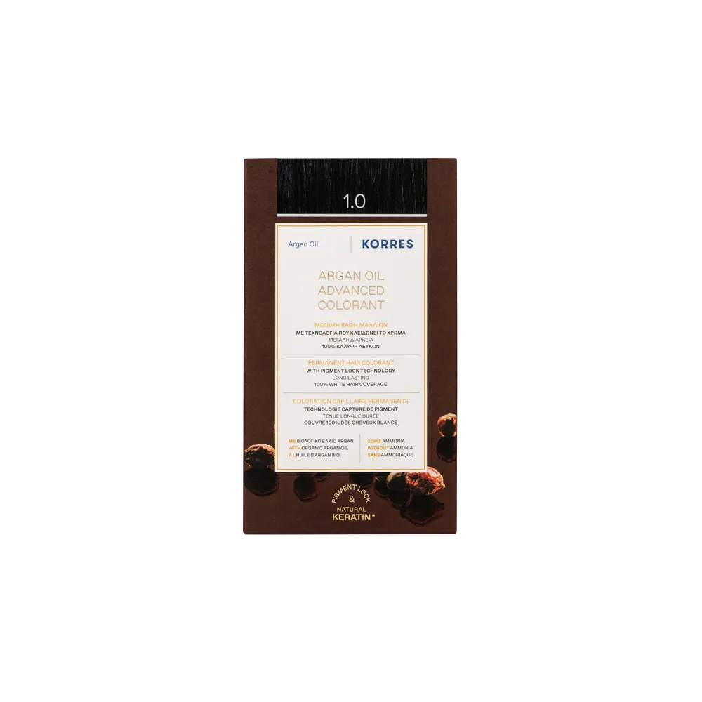 Korres Argan Oil Advanced Colorant 1.0 Μαύρο Βαφή Μαλλιών 1 τεμάχιο