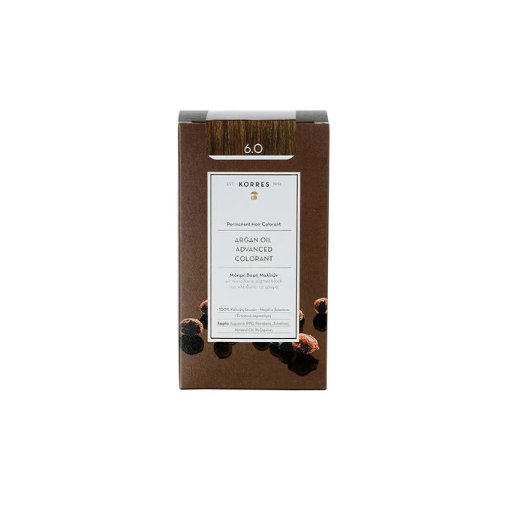 Korres Argan Oil Advanced Colorant 6.0 Ξανθό Σκούρο Βαφή Μαλλιών 1 τεμάχιο