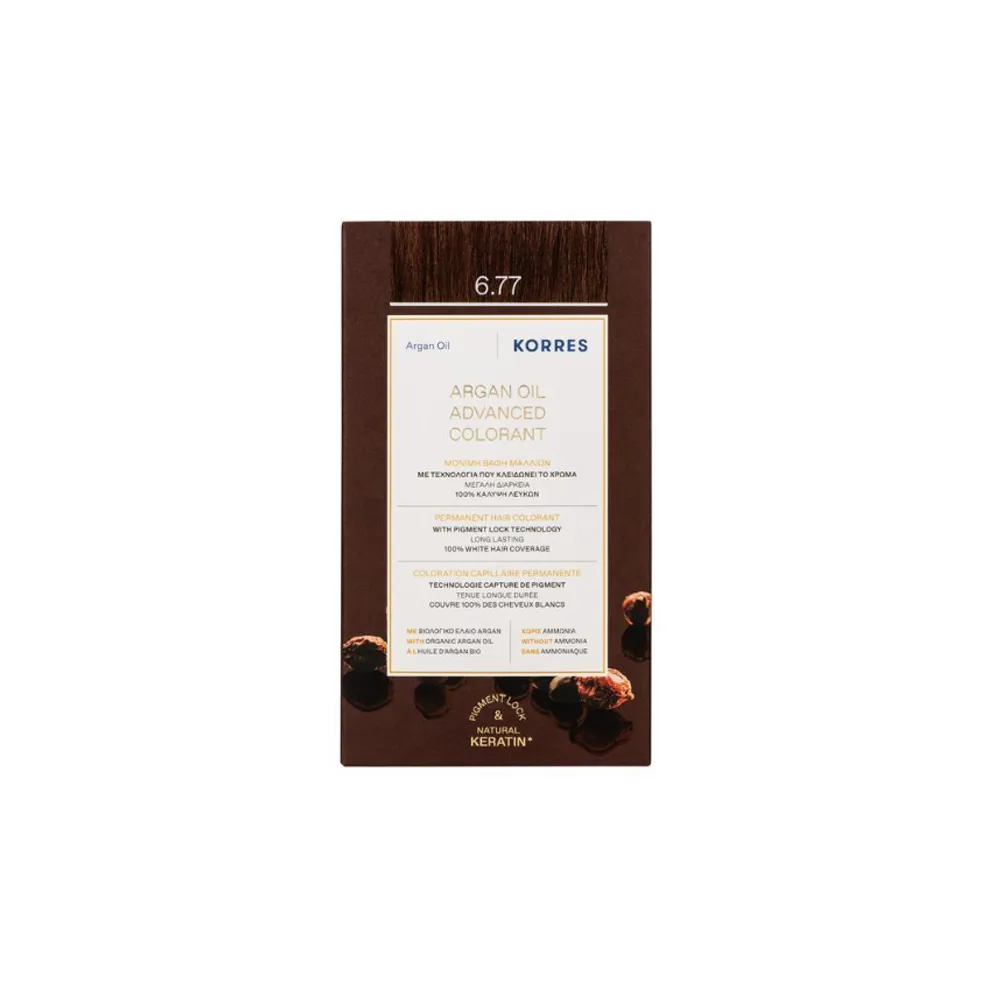 Korres Argan Oil Advanced Colorant 6.77 Πραλίνα Βαφή Μαλλιών 1 τεμάχιο