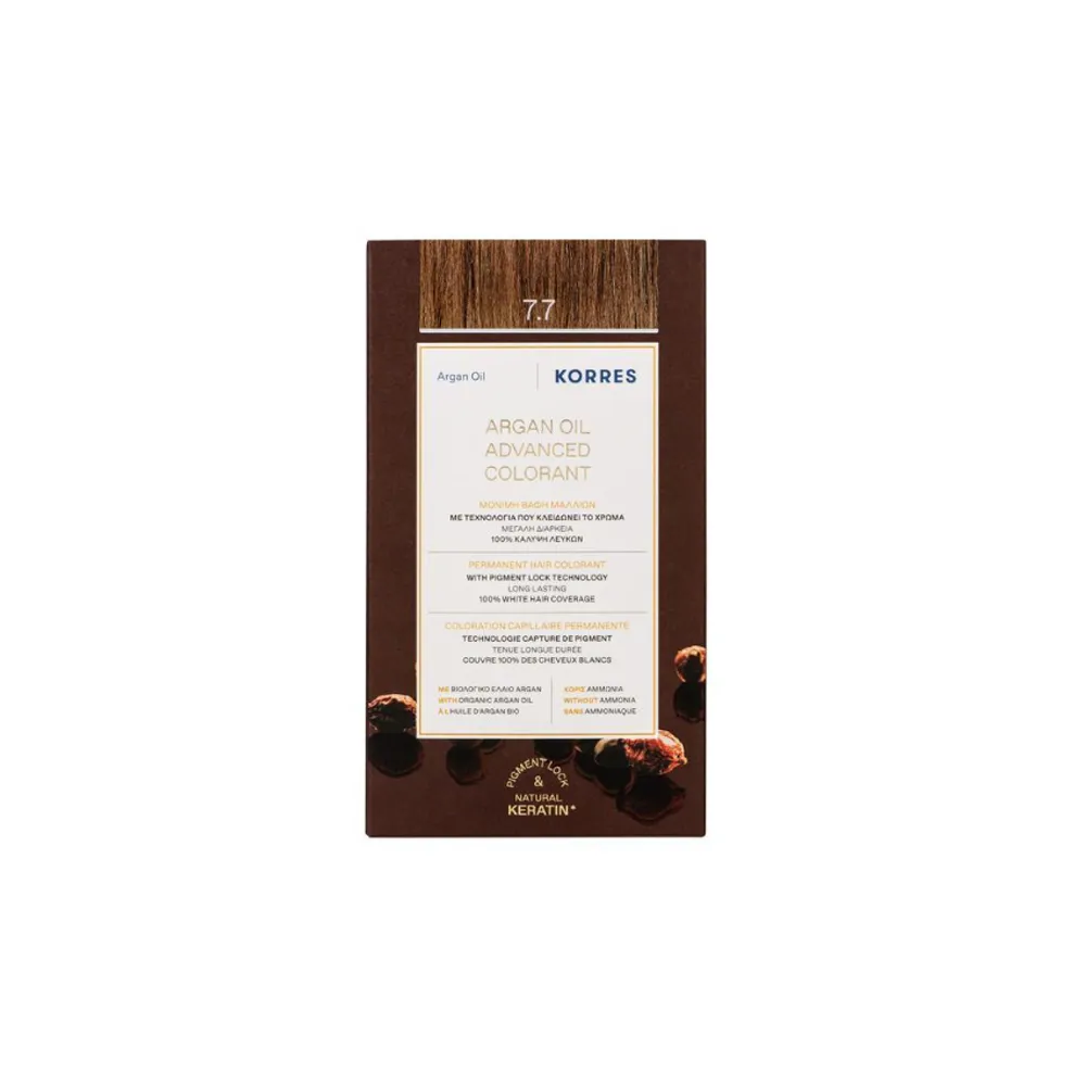 Korres Argan Oil Advanced Colorant 7.7 Μόκα Βαφή Μαλλιών 1 τεμάχιο