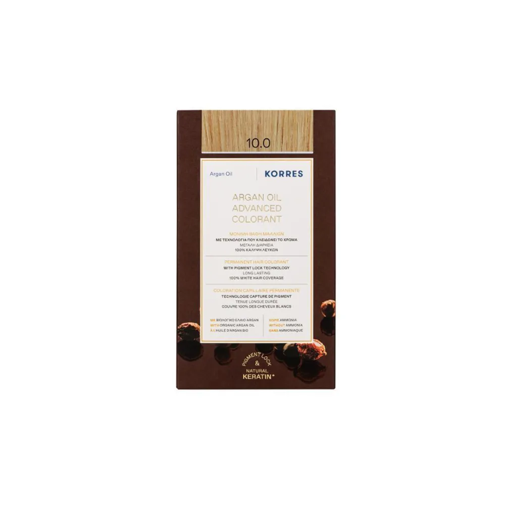 Korres Argan Oil Advanced Colorant 10.0 Platinum Blonde Hair Dye 1 piece