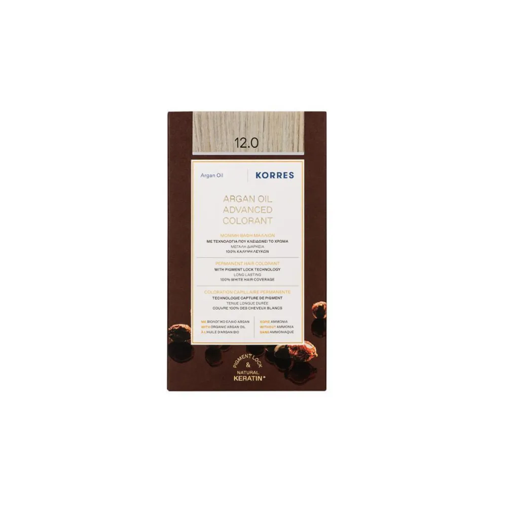 Korres Argan Oil Advanced Colorant 12.0 Ξανθό Special Βαφή Μαλλιών 1 τεμάχιο