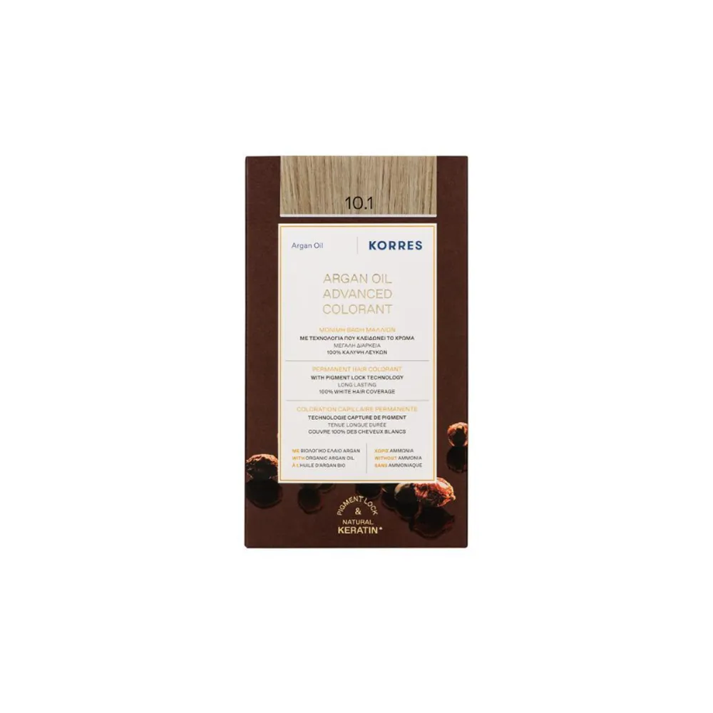Korres Argan Oil Advanced Colorant 10.1 Ξανθό Πλατίνας Σαντρέ Βαφή Μαλλιών 1 τεμάχιο