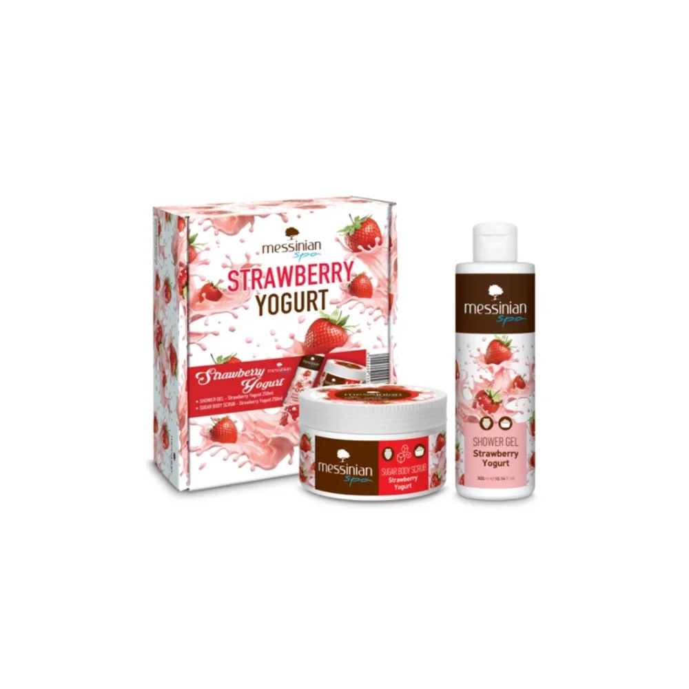 Messinian Spa Promo Strawberry Yogurt Shower Gel 250ml & Sugar Body Scrub 250ml