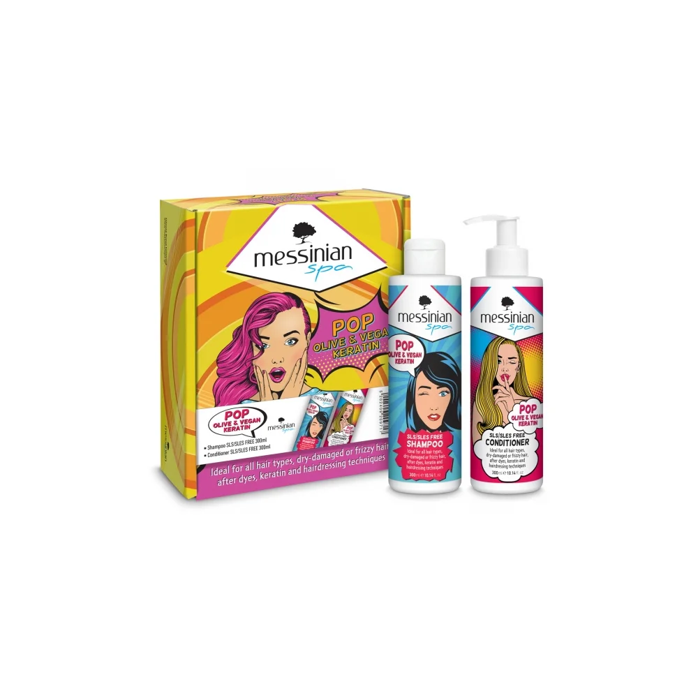 Messinian Spa Promo POP Olive & Vegan Keratin Shampoo 300ml & Conditioner 300ml