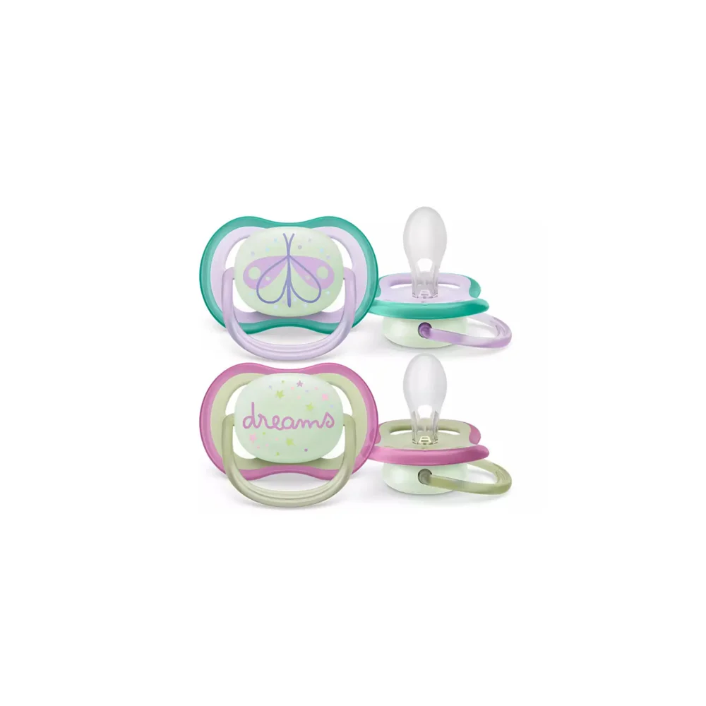 Philips Avent Ultra Air Nighttime 0-6m Πιπίλα Σιλικόνης Νυκτός Πεταλούδα Dreams 2 τεμάχια