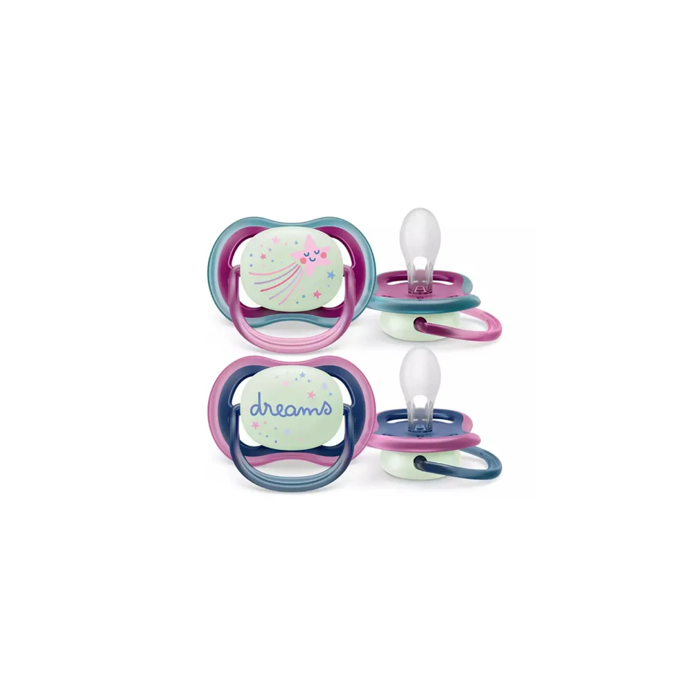 Philips Avent Ultra Air Nighttime 6-18m Silicone Night Soother Star Dreams 2 pieces