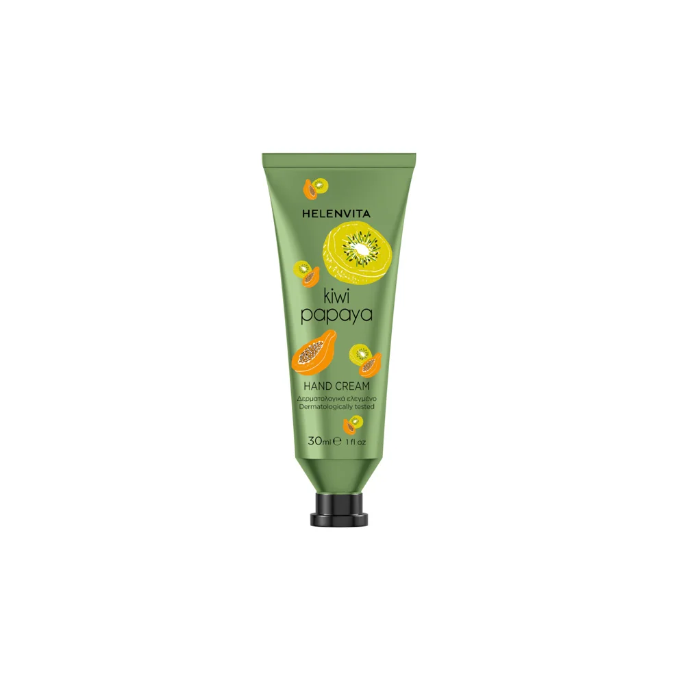 Helenvita Hand Cream Kiwi Papaya Ενυδατική Κρέμα Χεριών Εμπλουτισμένη Με Εκχυλίσματα Τροπικών Φρούτων 30ml
