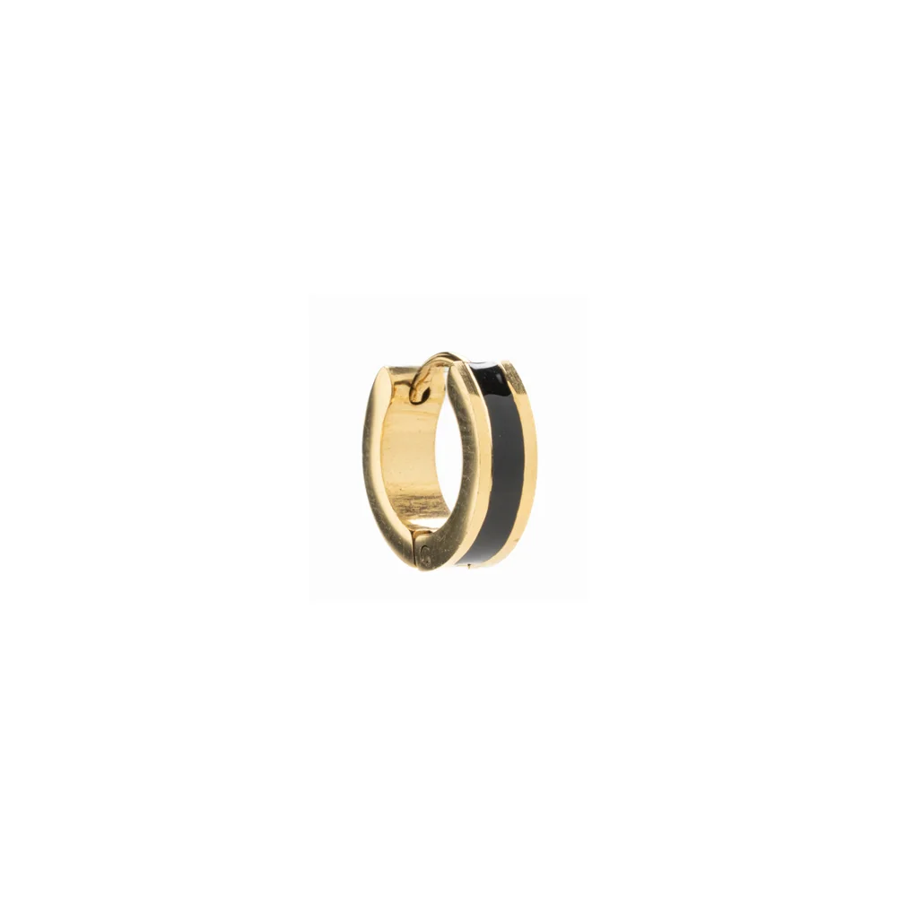 InoPlus Borghetti Earrings Art 1131 Hoop Oro Barretta Nero 1 pair