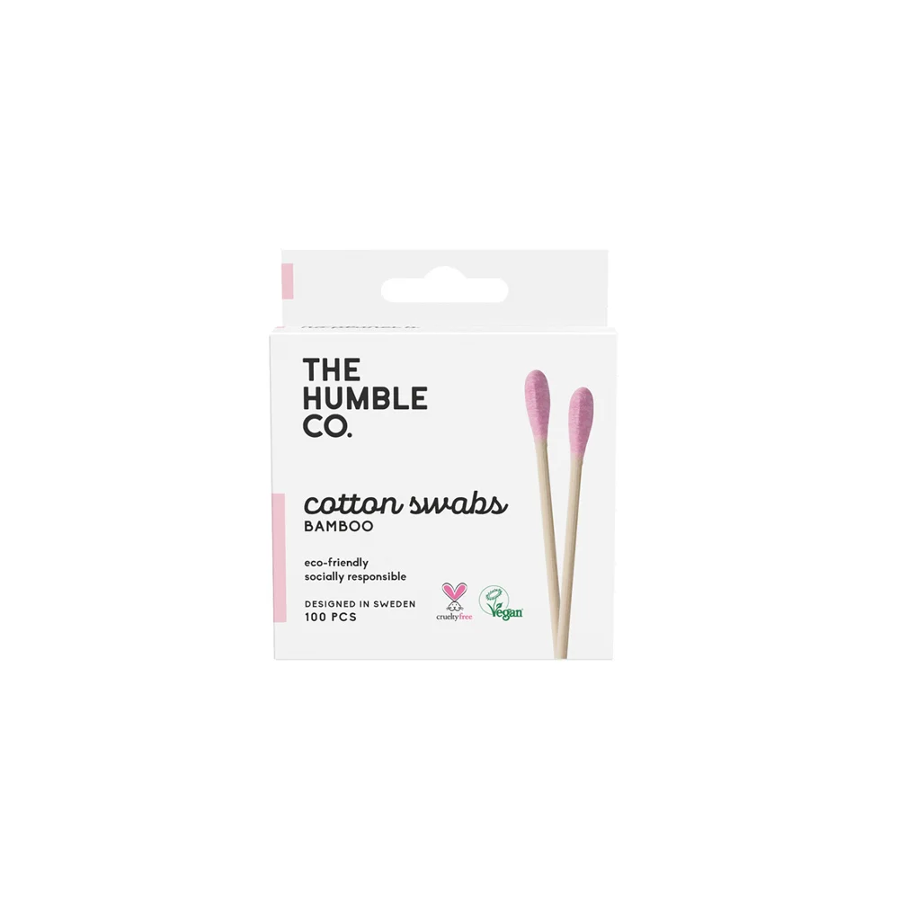 The Humble Co. Natural Cotton Swabs Purple Μπατονέτες Από Μπαμπού & Βαμβάκι Μωβ Χρώμα 100 τεμάχια