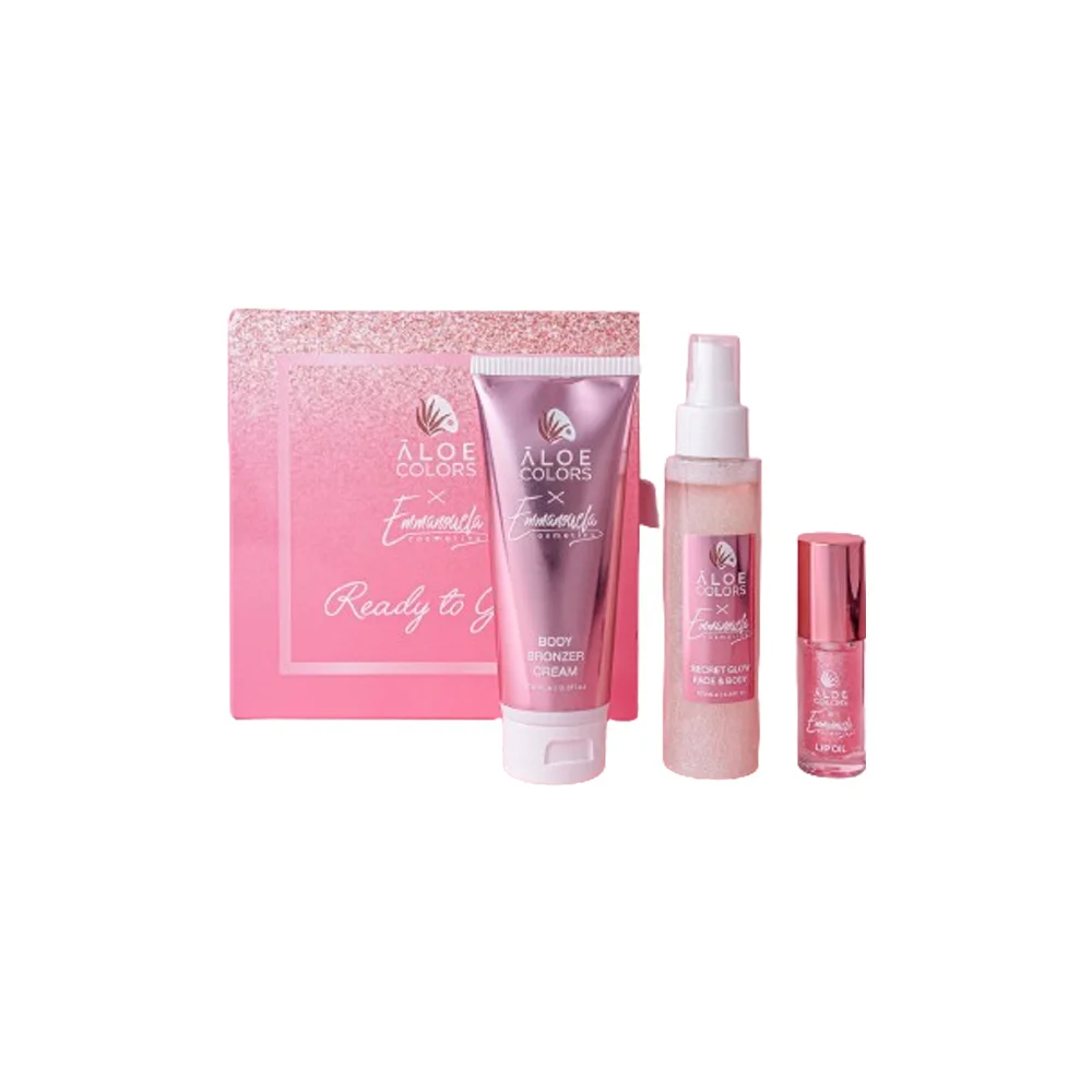 Aloe Colors Promo Ready To Glow Body Bronzer Cream 100ml & Glow & Glitter Spray 100ml & Lip Oil 10ml