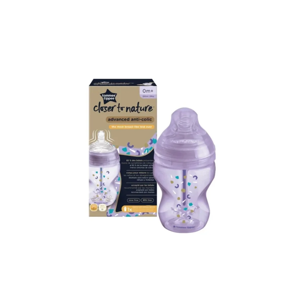 Tommee Tippee Bottle Advanced Anti Colic Small Flow With Design For Girls 0m+ 260ml