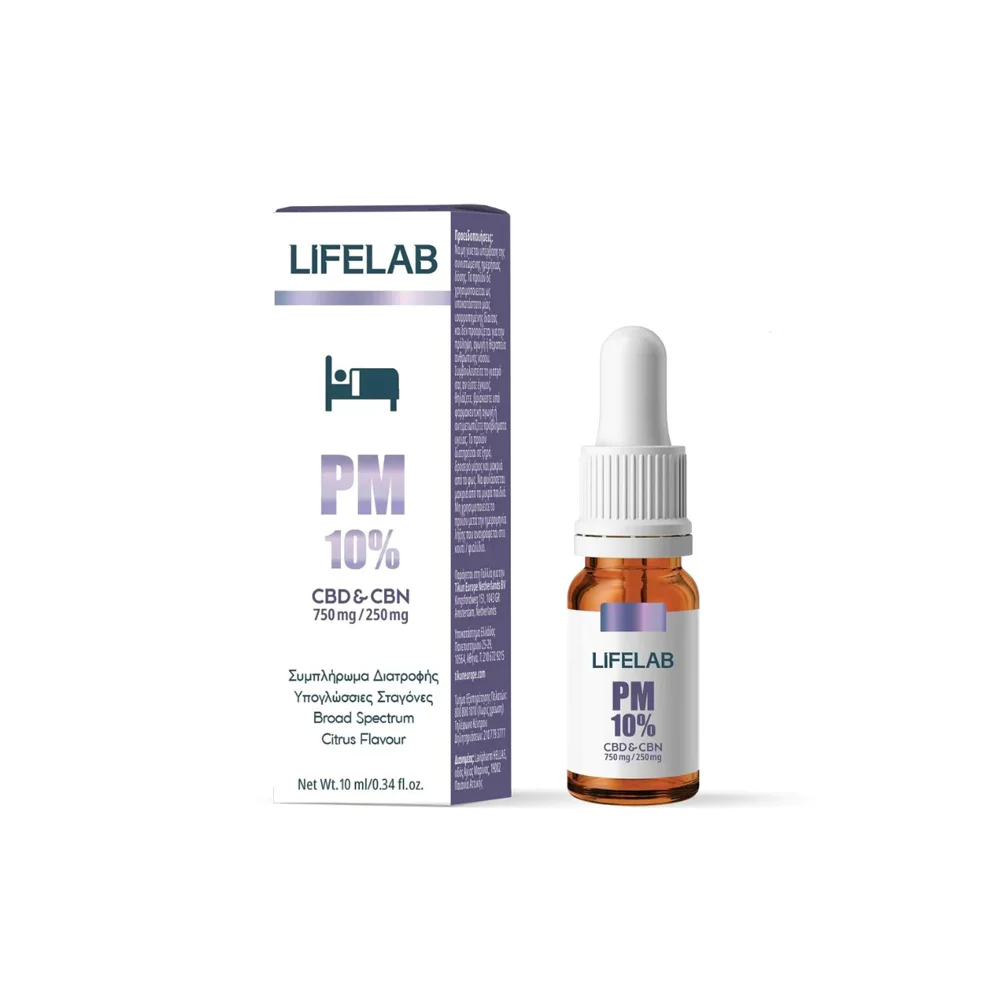 Lifelab CBD PM 10% 10ml Food Supplement In Oil Form For Balance Wellness & Relaxation At Night 10ml