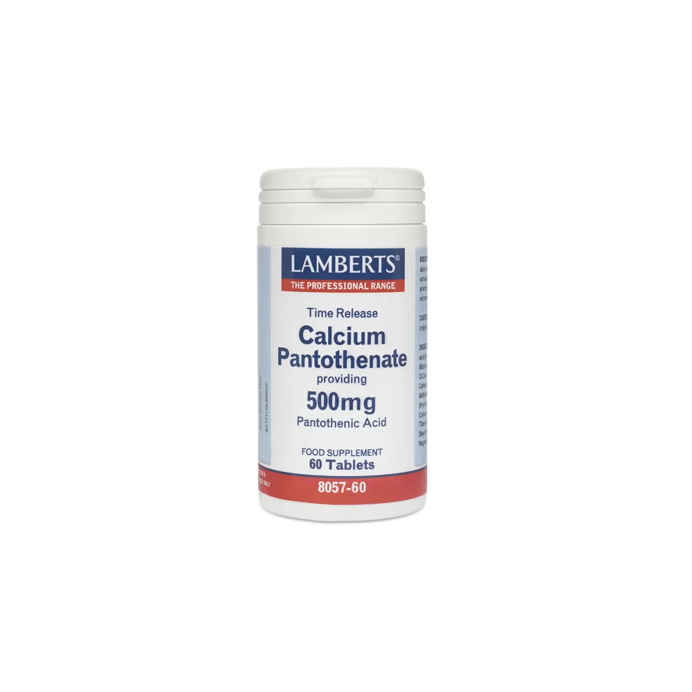 Lamberts Calcium Pantothenate 500mg Food Supplement Involved in the Production of Antibodies 60 tablets