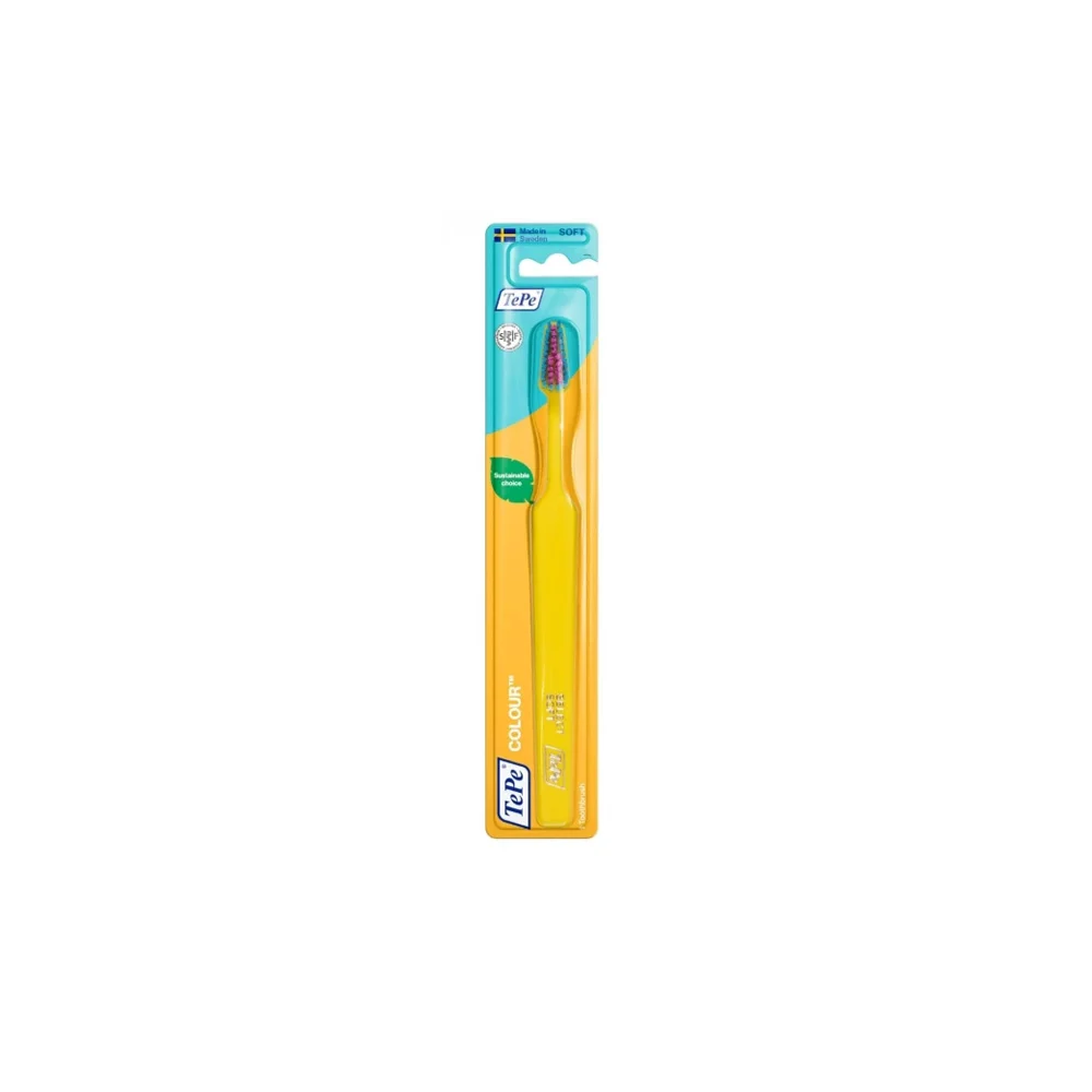 Tepe Colour Select Soft Toothbrush Soft Yellow With Blue Pink Fibres 1 piece
