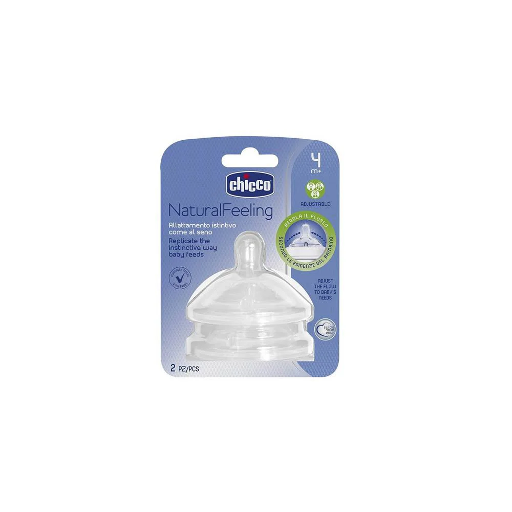 Chicco Natural Feeling Θηλή Σιλικόνης 4m+ Ρυθμιζόμενης Ροής 2 τεμάχια
