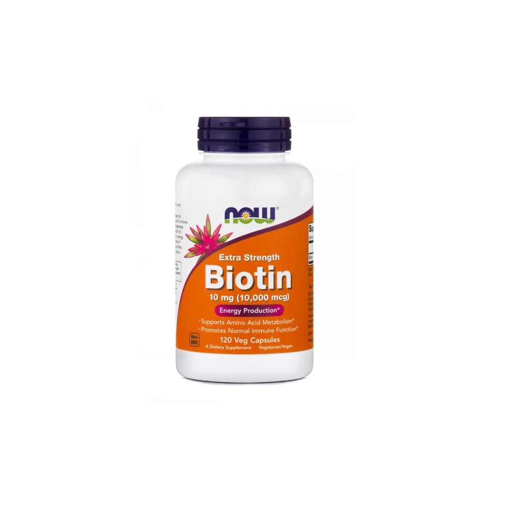 Now Biotin 10mg Dietary Supplement Involved in Multiple Metabolic Reactions 120 Veggie Capsules
