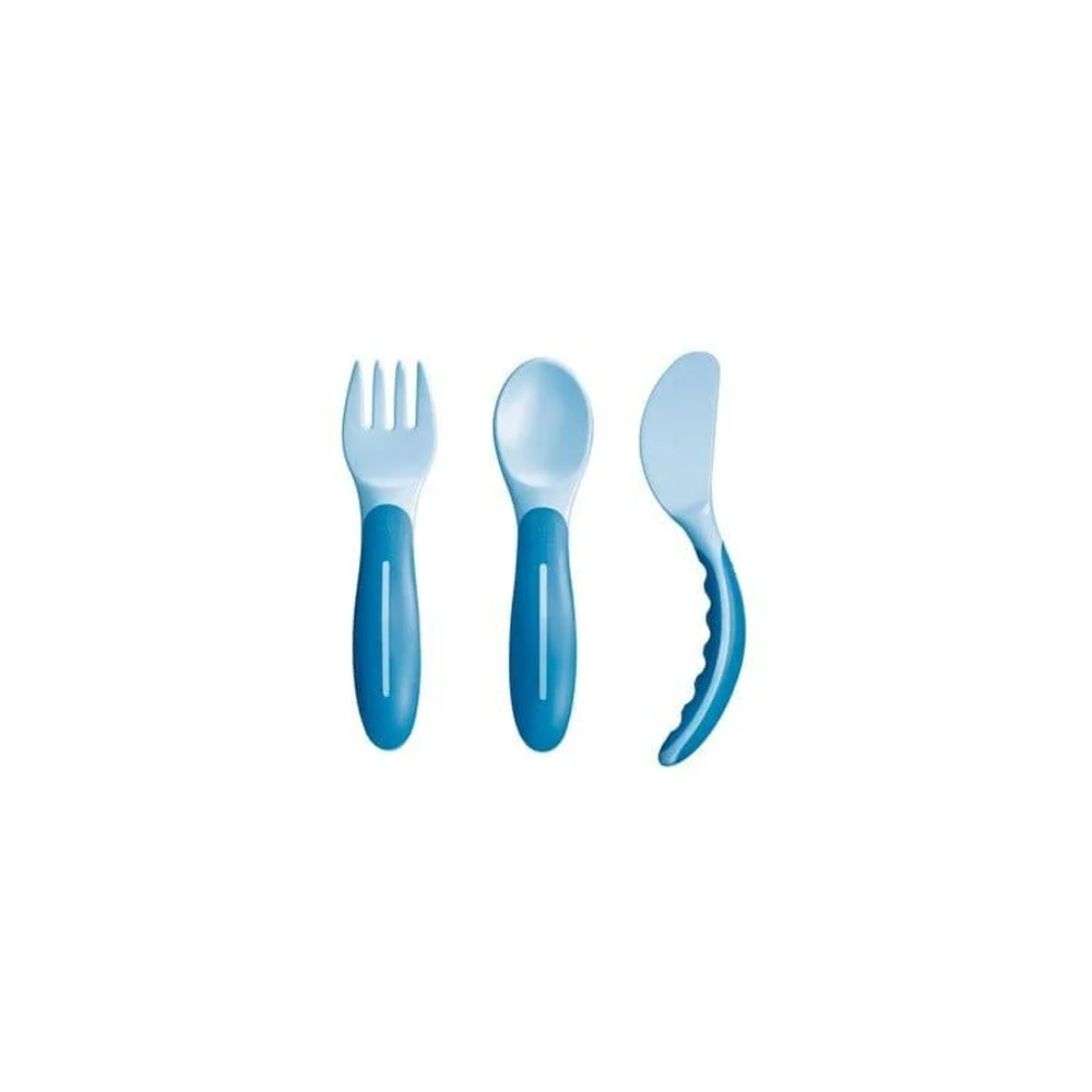 Mam Baby's Cutlery Πηρουνάκι Κουταλάκι & Μαχαιράκι 6+ Μηνών Μπλε 3 τεμάχια