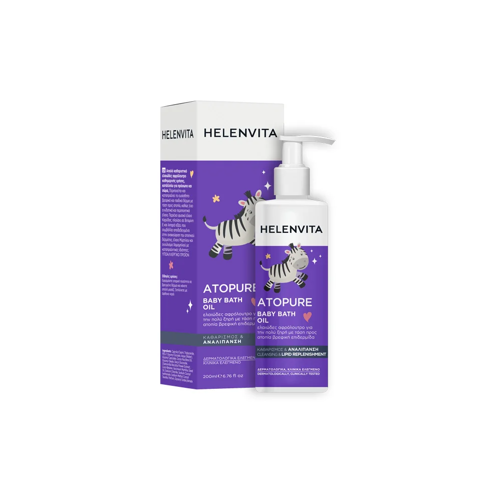 Helenvita Atopure Baby Bath Oil Face & Body Foaming Bath for Daily Use 200ml