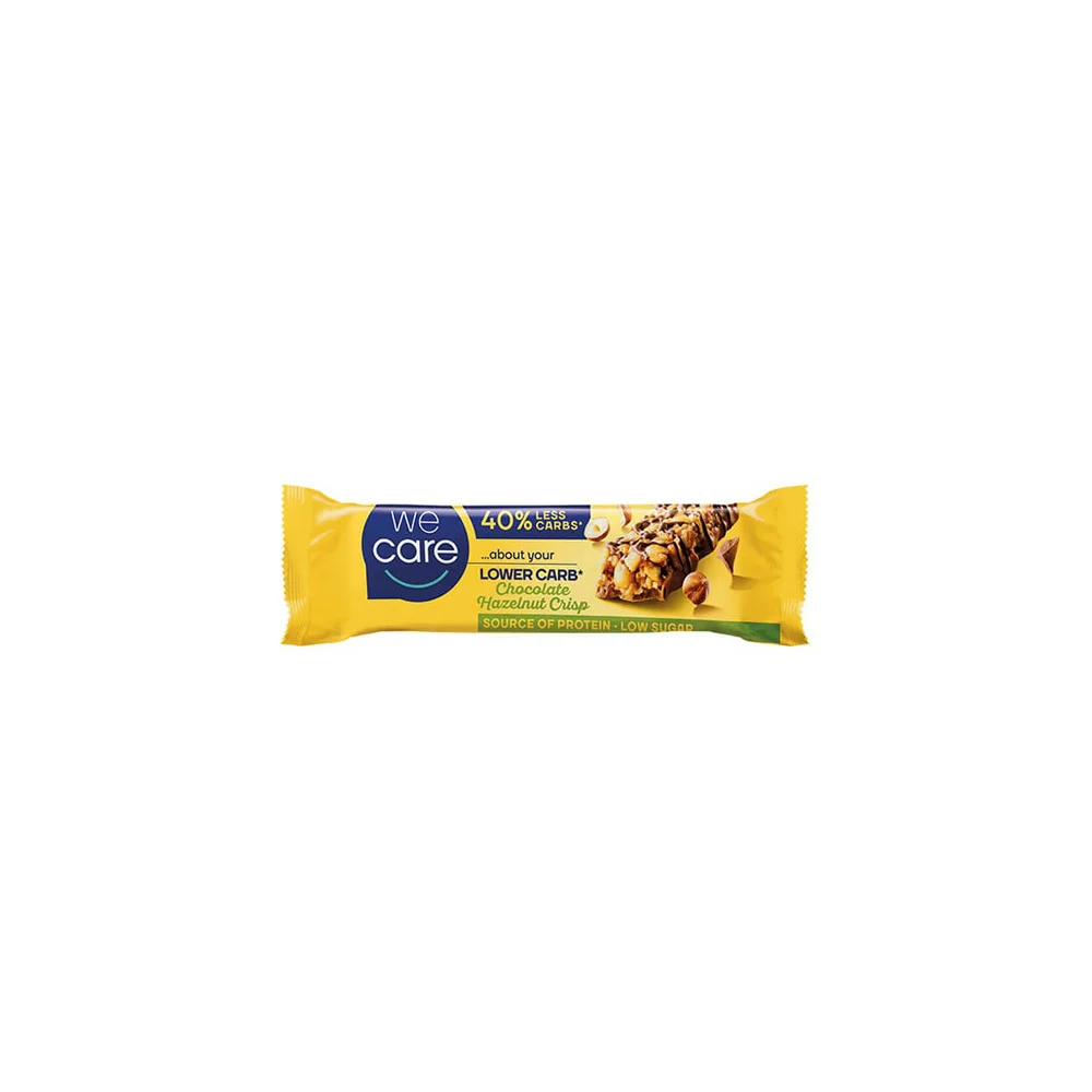 WeCare Chocolate Hazelnut Crisp 40% Less Carbs Protein Bar 37gr