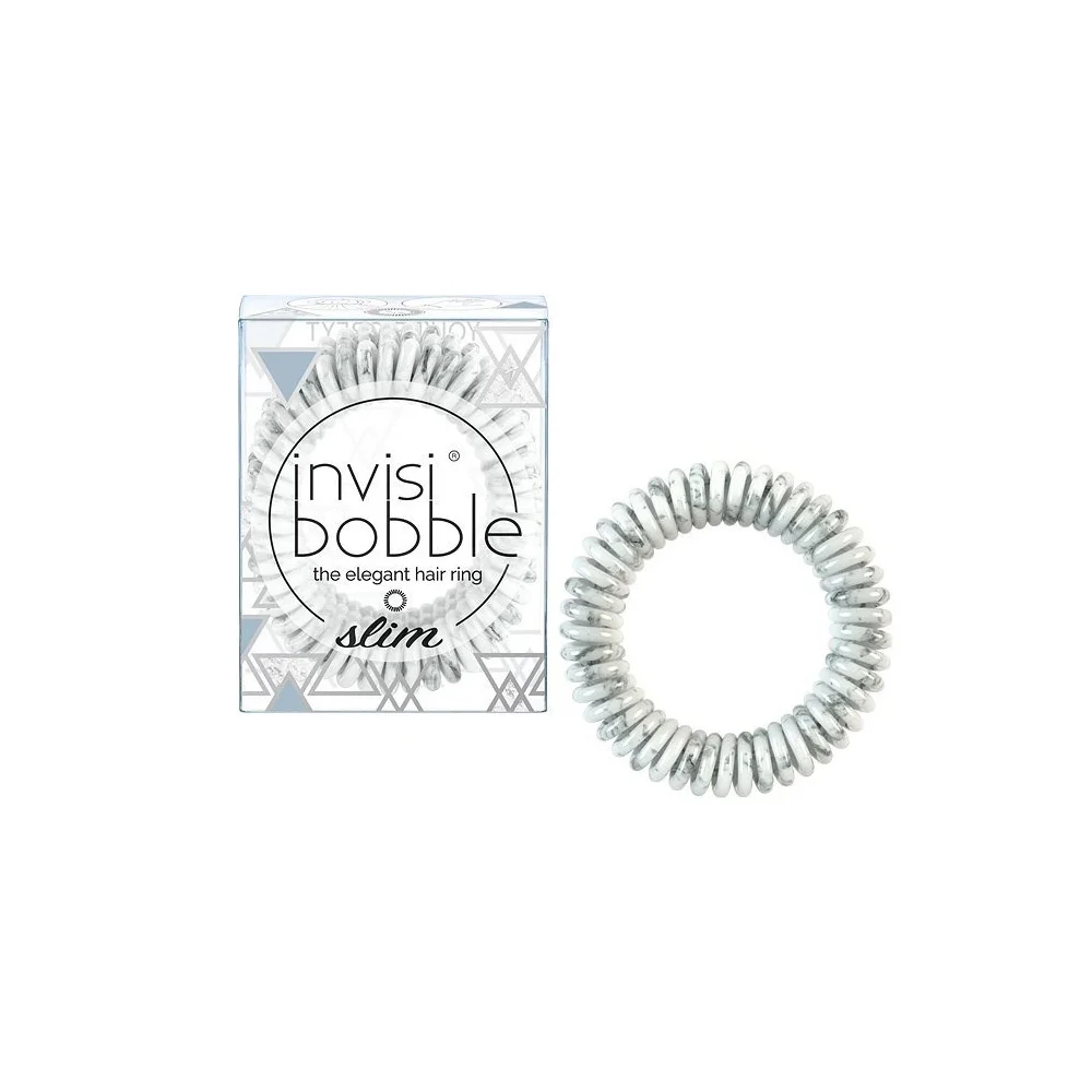 Invisibobble Slim Marbelelous Shiny Grey Λαστιχάκι Μαλλιών 3 τεμάχια