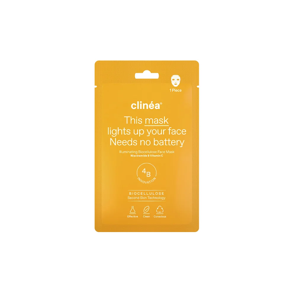 Clinea Illuminating Biocellulose Face Mask Μάσκα Προσώπου Για Λάμψη 1 τεμάχιο